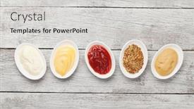  Presentation with sauces - Theme with set-of-various-sauces-popular background and a light gray colored foreground