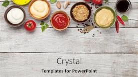  Presentation with mayonnaise - PPT theme featuring set-of-various-sauces-popular background and a light gray colored foreground