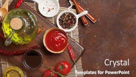  Presentation with dark space - PPT layouts featuring set-of-various-sauces-popular background and a tawny brown colored foreground