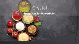  Presentation with dark space - Colorful presentation theme enhanced with set-of-various-sauces-popular backdrop and a gray colored foreground