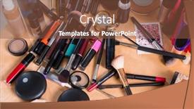  Presentation with eye shadow - PPT layouts consisting of set-of-various-supplies background and a tawny brown colored foreground