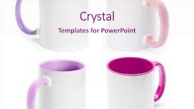  Presentation with magenta - Cool new PPT theme with set of white cups backdrop and a sky blue colored foreground