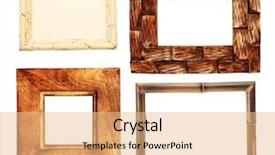  Presentation with wood carving - Beautiful presentation theme featuring set of wooden frames isolated backdrop and a coral colored foreground