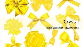  Presentation with festive - Slides featuring set of yellow festive bows background and a blonde colored foreground