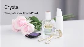  Presentation with laboratory cosmetic - Audience pleasing PPT layouts consisting of set on light dressing table backdrop and a light gray colored foreground