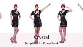  Presentation with sail - Cool new slide deck with set sail - airhostess isolated on the white backdrop and a lemonade colored foreground