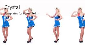  Presentation with sail - Colorful presentation theme enhanced with set sail - stewardess pressing virtual buttons backdrop and a sky blue colored foreground