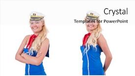  Presentation with sail - Colorful slide set enhanced with set sail - woman airhostess isolated backdrop and a white colored foreground