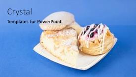 Presentation with pastries - Presentation theme with set-sweet-pastries-on-white background and a light blue colored foreground