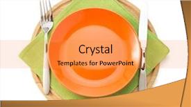  Presentation with white plate - Beautiful PPT layouts featuring set table - plate and fork with knife backdrop and a gold colored foreground