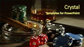  Presentation with poker chips - PPT layouts with set to playing poker with cards and chips on wooden table closeup background and a wine colored foreground