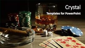  Presentation with poker chips - Beautiful slide deck featuring playing poker with cards backdrop and a black colored foreground