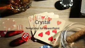  Presentation with poker chips - Theme having set to playing poker with cards and chips on wooden background background and a coral colored foreground
