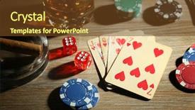  Presentation with poker chips - PPT layouts with playing poker with cards background and a tawny brown colored foreground