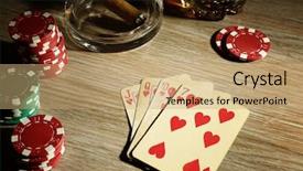  Presentation with poker chips - Cool new PPT theme with playing poker with cards backdrop and a coral colored foreground