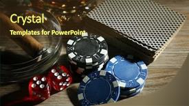  Presentation with poker chips - Amazing presentation having set to playing poker with cards and chips on wooden background backdrop and a tawny brown colored foreground