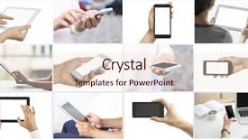  Presentation with digital transformation mobile first - Audience pleasing presentation theme consisting of set touch screen smart phones - hand holding mobile phone backdrop and a lemonade colored foreground