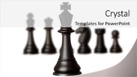  Presentation with king - Audience pleasing PPT theme consisting of set up - black chess team backdrop and a white colored foreground