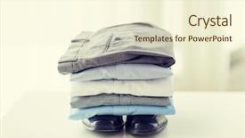  Presentation with housekeeping - PPT theme featuring set up - business clothes housekeeping and objects background and a cream colored foreground