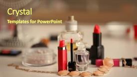  Presentation with cosmetics - Amazing slide deck having set up - cosmetics on dressing table closeup backdrop and a tawny brown colored foreground