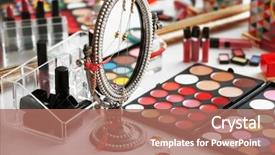  Presentation with closeup of foosball table soccer - PPT layouts enhanced with set up - cosmetics on dressing table closeup background and a coral colored foreground