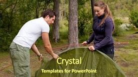  Presentation with man vs woman - Beautiful theme featuring set up - man and woman setting up backdrop and a tawny brown colored foreground