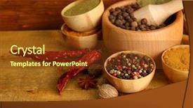  Presentation with mortar - Beautiful presentation theme featuring set up - mortar bowls and spoons backdrop and a tawny brown colored foreground