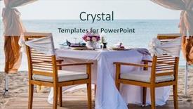  Presentation with sunset at venice beach palm - Audience pleasing PPT theme consisting of set up - romantic dinner setting backdrop and a sky blue colored foreground