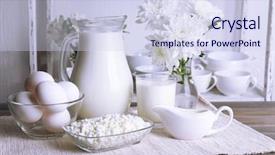  Presentation with dairy products - Colorful slide set enhanced with set up - still life with tasty dairy backdrop and a sky blue colored foreground