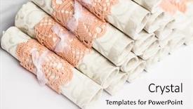  Presentation with linen - Colorful PPT layouts enhanced with set up - white napkins in pink napkin backdrop and a sky blue colored foreground