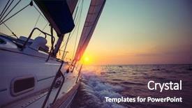  Presentation with ship boat and sea - Amazing slide deck having set up sails gliding backdrop and a tawny brown colored foreground