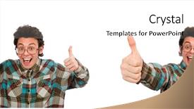  Presentation with student - Amazing PPT theme having set up university - young male student isolated backdrop and a white colored foreground