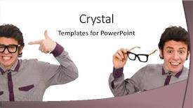  Presentation with student - Presentation theme consisting of set up university - young male student isolated background and a  colored foreground