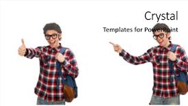  Presentation with student - Colorful presentation theme enhanced with set up university - young male student isolated backdrop and a cream colored foreground