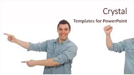  Presentation with student - Slide set having set up university - young male student isolated background and a lemonade colored foreground