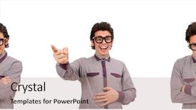  Presentation with young college student diagnosis of chlamydia - PPT theme featuring set up university - young male student isolated background and a coral colored foreground