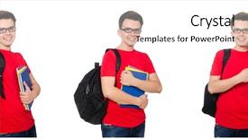  Presentation with backpack - Audience pleasing PPT layouts consisting of set up university - young student with backpack isolated backdrop and a  colored foreground