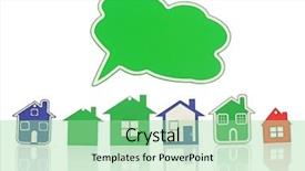  Presentation with house model software - Audience pleasing PPT theme consisting of set with blank bubble speech backdrop and a mint green colored foreground