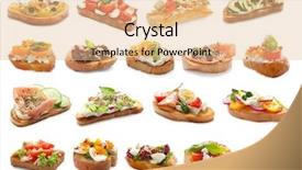  Presentation with set of different dental tools - Colorful presentation theme enhanced with set with different delicious bruschettas backdrop and a lemonade colored foreground