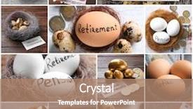  Presentation with pension - Theme having set with eggs and money background and a coral colored foreground