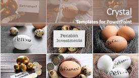  Presentation with pension - Theme enhanced with set with eggs and money background and a coral colored foreground