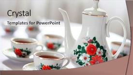  Presentation with set of poker chip - Cool new slide set with set with freshly made tea backdrop and a light gray colored foreground