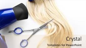  Presentation with barber - Amazing PPT theme having set with strand of hair backdrop and a lemonade colored foreground