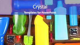  Presentation with tools - Colorful theme enhanced with set with tools and products backdrop and a cobalt blue colored foreground