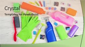  Presentation with set of construction tools tool - PPT theme having set with tools and products background and a coral colored foreground