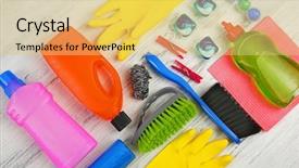  Presentation with tools - Slide deck with set with tools and products background and a yellow colored foreground