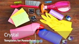  Presentation with tools - PPT theme with set with tools and products background and a tawny brown colored foreground