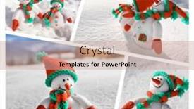  Presentation with snowmen - Slide set consisting of set with toy snowmen on sunny frosty day winter vacation background and a coral colored foreground