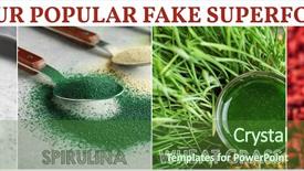  Presentation with superfoods - PPT layouts having set yogurt - collage with different fake background and a forest green colored foreground