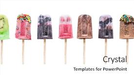  Presentation with pastrie ice cream - PPT theme consisting of set yogurt - collection of homemade ice cream background and a pink colored foreground